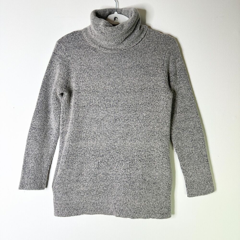 Reiss Sweater Women XS Gray Melange Tweed Turtleneck Tunic Cottage Preppy Boho